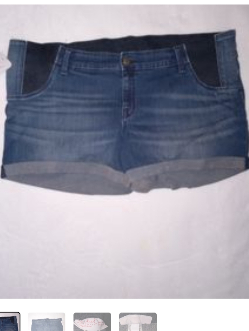 Isabel Maternity by Ingrid & Isabel Dark Blue Denim Shorts with Stretch Panels
